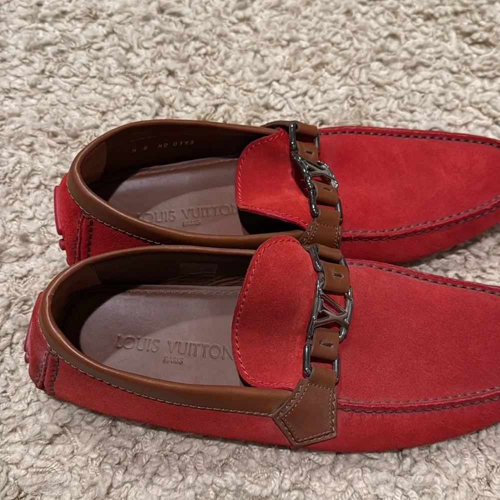 Louis Vuitton Hockenheim Moccasin Red Suede Driving Loafers